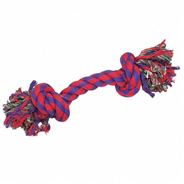 Flamingo  (ФЛАМИНГО) COTTON BONE 2KNOTS игрушка для собак веревочная кость, 2 узла , 35 см, большой.